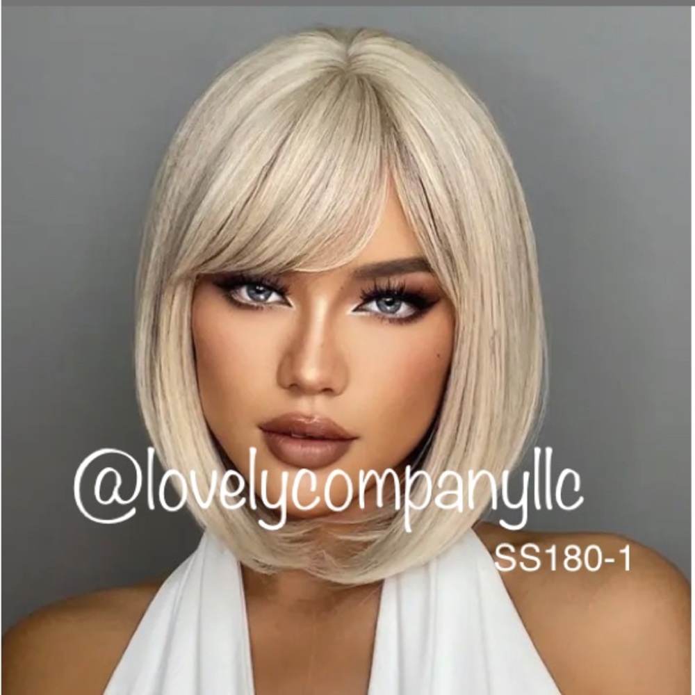 - White Blonde Gray Synthetic Wig